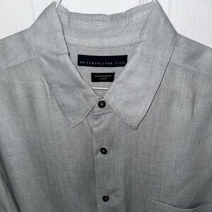 Men's Classic Gray Linen Button Down Shirt XL